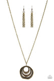 Breaking Pattern - Brass Necklace - Paparazzi Accessories Necklace Bedazzle Me Pretty Mobile Fashion Boutique
