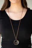 Breaking Pattern - Copper Necklace - Paparazzi Accessories Necklace Bedazzle Me Pretty Mobile Fashion Boutique