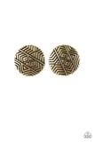 Bright As A Button - Brass Earrings - Paparazzi Accessories Earrings Bedazzle Me Pretty Mobile Fashion Boutique