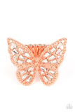 Bright-Eyed Butterfly - Copper Ring - Paparazzi Accessories Ring Bedazzle Me Pretty Mobile Fashion Boutique