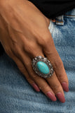 Bring Down The RANCH House - Blue Ring - Paparazzi Accessories Ring Bedazzle Me Pretty Mobile Fashion Boutique
