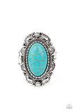 Bring Down The RANCH House - Blue Ring - Paparazzi Accessories Ring Bedazzle Me Pretty Mobile Fashion Boutique
