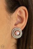 Broadway Breakout - Pink Clip-On Earrings - Paparazzi Accessories Clip-On Earrings Bedazzle Me Pretty Mobile Fashion Boutique