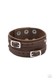 Bronco Bustin Buckles - Brown Mens Bracelet - Paparazzi Accessories Mens Bracelet Bedazzle Me Pretty Mobile Fashion Boutique