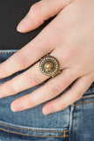 Bronx Beauty - Brass Ring - Paparazzi Accessories Ring Bedazzle Me Pretty Mobile Fashion Boutique