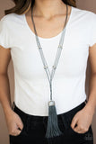 Brush It Off - Silver Necklace - Paparazzi Accessories Necklace Bedazzle Me Pretty Mobile Fashion Boutique