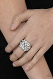 Bubbling Bravado - White Ring - Paparazzi Accessories Ring Bedazzle Me Pretty Mobile Fashion Boutique