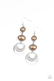Bubbling To The Surface - Brown Earrings - Paparazzi Accessories Earrings Bedazzle Me Pretty Mobile Fashion Boutique
