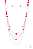 Bubbly Bright - Red Necklace - Paparazzi Accessories Necklace Bedazzle Me Pretty Mobile Fashion Boutique