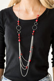 Bubbly Bright - Red Necklace - Paparazzi Accessories Necklace Bedazzle Me Pretty Mobile Fashion Boutique