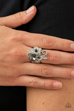 Bucketful of Bouquets - Black Ring - Paparazzi Accessories Ring Bedazzle Me Pretty Mobile Fashion Boutique