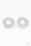 Buckingham Beauty - White Earrings - Paparazzi Accessories Earrings Bedazzle Me Pretty Mobile Fashion Boutique