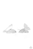 Butterfly Beholder - Silver Post Earrings - Paparazzi Accessories Post Earrings Bedazzle Me Pretty Mobile Fashion Boutique