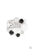 Butterfly Bustle - Black Ring - Paparazzi Accessories Ring Bedazzle Me Pretty Mobile Fashion Boutique