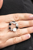 Butterfly Bustle - Black Ring - Paparazzi Accessories Ring Bedazzle Me Pretty Mobile Fashion Boutique