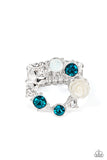 Butterfly Bustle - Blue Ring - Paparazzi Accessories Ring Bedazzle Me Pretty Mobile Fashion Boutique