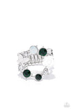 Butterfly Bustle - Green Ring - Paparazzi Accessories Ring Bedazzle Me Pretty Mobile Fashion Boutique