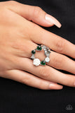 Butterfly Bustle - Green Ring - Paparazzi Accessories Ring Bedazzle Me Pretty Mobile Fashion Boutique