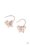 Butterfly Freestyle - Rose Gold Earrings - Paparazzi Accessories Earrings FS-Bedazzle Me Pretty Mobile Fashion Boutique