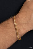 Cable Train - Gold Mens Bracelet - Paparazzi Accessories Mens Bracelet Bedazzle Me Pretty Mobile Fashion Boutique