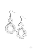 Cabo Courtyard - White Earrings - Paparazzi Accessories Earrings Bedazzle Me Pretty Mobile Fashion Boutique