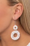 Cabo Courtyard - White Earrings - Paparazzi Accessories Earrings Bedazzle Me Pretty Mobile Fashion Boutique