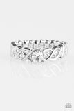 CACHE Out - White Ring - Paparazzi Accessories Ring Bedazzle Me Pretty Mobile Fashion Boutique