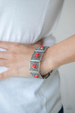Cakewalk Dancing - Red Bracelet - Paparazzi Accessories Bracelet Bedazzle Me Pretty Mobile Fashion Boutique