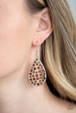 Call Me Ms. Universe - Brown Earrings - Paparazzi Accessories Earrings Bedazzle Me Pretty Mobile Fashion Boutique