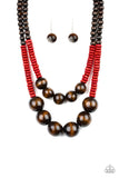 Cancun Cast Away - Red Necklace - Paparazzi Accessories Necklace Bedazzle Me Pretty Mobile Fashion Boutique