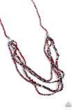 Candescent Cascade - Red Necklace - Paparazzi Accessories Necklace Bedazzle Me Pretty Mobile Fashion Boutique