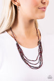 Candescent Cascade - Red Necklace - Paparazzi Accessories Necklace Bedazzle Me Pretty Mobile Fashion Boutique