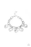 Candy Heart Charmer - White Bracelet - Paparazzi Accessories Bracelet Bedazzle Me Pretty Mobile Fashion Boutique