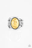 Canyon Cache - Yellow Ring - Paparazzi Accessories Ring Bedazzle Me Pretty Mobile Fashion Boutique
