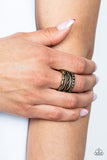 Canyon Canopy - Brass Ring - Paparazzi Accessories Ring Bedazzle Me Pretty Mobile Fashion Boutique