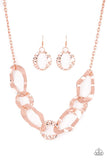 Capital Contour - Copper Necklace - Paparazzi Accessories Necklace Bedazzle Me Pretty Mobile Fashion Boutique