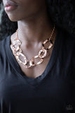 Capital Contour - Copper Necklace - Paparazzi Accessories Necklace Bedazzle Me Pretty Mobile Fashion Boutique