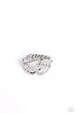 Captivating Corsage - White Ring - Paparazzi Accessories Ring Bedazzle Me Pretty Mobile Fashion Boutique