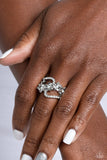 Captivating Corsage - White Ring - Paparazzi Accessories Ring Bedazzle Me Pretty Mobile Fashion Boutique