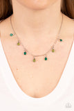 Carefree Charmer - Green Necklace - Paparazzi Accessories Necklace Bedazzle Me Pretty Mobile Fashion Boutique