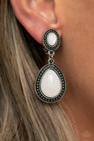 Carefree Clairvoyance - White Clip-On Earrings - Paparazzi Accessories Clip-On Earrings Bedazzle Me Pretty Mobile Fashion Boutique