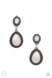 Carefree Clairvoyance - White Clip-On Earrings - Paparazzi Accessories Clip-On Earrings Bedazzle Me Pretty Mobile Fashion Boutique