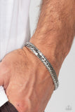 Cargo Couture - Silver Mens Bracelet - Paparazzi Accessories Mens Bracelet Bedazzle Me Pretty Mobile Fashion Boutique