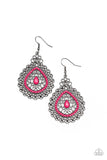 Carnival Courtesan - Pink Earrings - Paparazzi Accessories Earrings Bedazzle Me Pretty Mobile Fashion Boutique