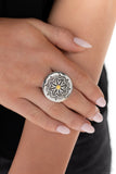 Carved Coachella - Yellow Ring - Paparazzi Accessories Ring Bedazzle Me Pretty Mobile Fashion Boutique