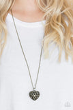 Casanova Charm - Brass Necklace - Paparazzi Accessories Necklace Bedazzle Me Pretty Mobile Fashion Boutique