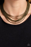 Cascading Chains - Brass Necklace - Paparazzi Accessories Necklace Bedazzle Me Pretty Mobile Fashion Boutique