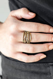 Cash Dash - Brass Ring - Paparazzi Accessories Ring Bedazzle Me Pretty Mobile Fashion Boutique