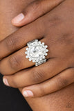 Castle Chic - White Ring - Paparazzi Accessories Ring Bedazzle Me Pretty Mobile Fashion Boutique