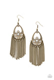 Castle Cottage - Brass Earrings - Paparazzi Accessories Earrings Bedazzle Me Pretty Mobile Fashion Boutique